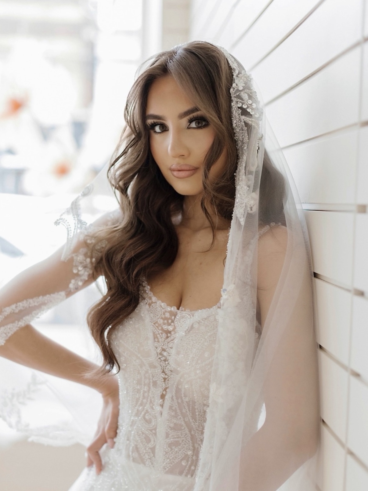 Bride wearing a veil